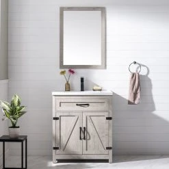 Www.urbanfurnishing.net All Bathroom Vanities Ethan 30" Modern Farmhouse Bathroom Vanity Set - Gray Wash