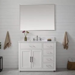 Www.urbanfurnishing.net Grace 42" Vanity Set With Carrara White Quartz Top - White (SOLD OUT)