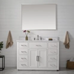 Www.urbanfurnishing.net All Bathroom Vanities Grace 48" Vanity Set With Carrara White Quartz Top - White (SOLD OUT)