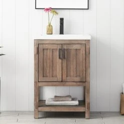 Www.urbanfurnishing.net All Bathroom Vanities Harvey 24" Single Bathroom Vanity Set - Brown Spruce