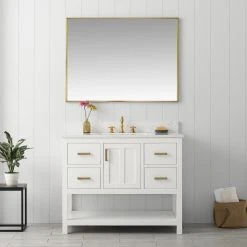 Www.urbanfurnishing.net All Bathroom Vanities Henry 42" Modern Style Vanity With Carrara White Top - White