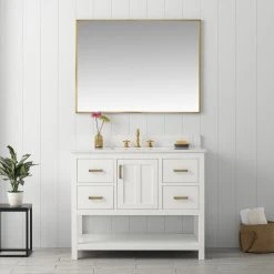 Www.urbanfurnishing.net All Bathroom Vanities Henry 42" Modern Style Vanity With Carrara White Top - White