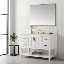 Www.urbanfurnishing.net All Bathroom Vanities Henry 48" Modern Style Vanity With Carrara White Top - White