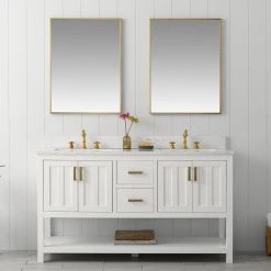 Www.urbanfurnishing.net All Bathroom Vanities Henry 60" Modern Style Vanity With Carrara White Top - White