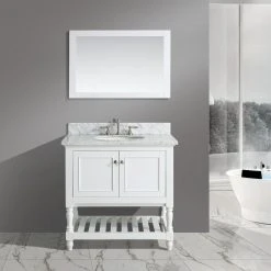 Www.urbanfurnishing.net Silvia 36" Vanity Set With White Italian Carrara Marble Top - White All Bathroom Vanities
