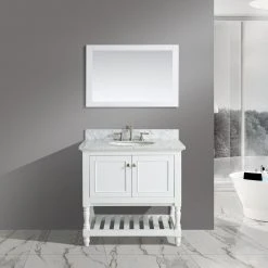 Www.urbanfurnishing.net Silvia 36" Vanity Set With White Italian Carrara Marble Top - White All Bathroom Vanities
