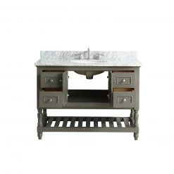 Www.urbanfurnishing.net All Bathroom Vanities Silvia 48" Vanity Set With White Italian Carrara Marble Top - Distressed Gray 30 Www.urbanfurnishing.net All Bathroom Vanities Silvia 48