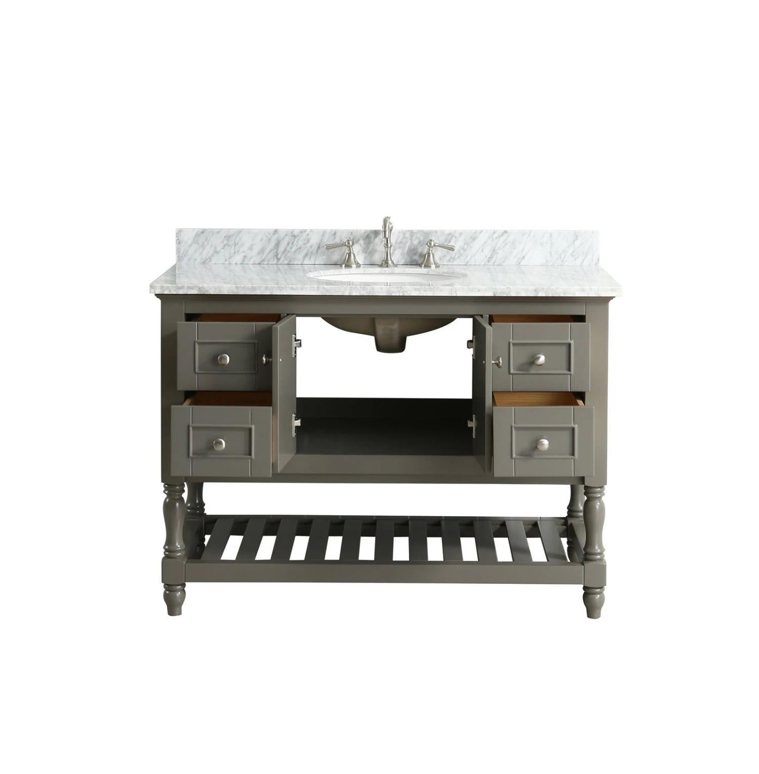 Www.urbanfurnishing.net All Bathroom Vanities Silvia 48" Vanity Set With White Italian Carrara Marble Top - Distressed Gray 16 Www.urbanfurnishing.net All Bathroom Vanities Silvia 48" Vanity Set With White Italian Carrara Marble Top - Distressed Gray
