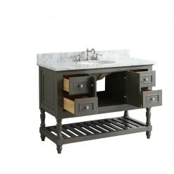 Www.urbanfurnishing.net All Bathroom Vanities Silvia 48" Vanity Set With White Italian Carrara Marble Top - Distressed Gray 29 Www.urbanfurnishing.net All Bathroom Vanities Silvia 48