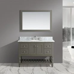 Www.urbanfurnishing.net All Bathroom Vanities Silvia 48" Vanity Set With White Italian Carrara Marble Top - Distressed Gray