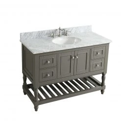 Www.urbanfurnishing.net All Bathroom Vanities Silvia 48" Vanity Set With White Italian Carrara Marble Top - Distressed Gray 20 Www.urbanfurnishing.net All Bathroom Vanities Silvia 48