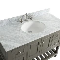 Www.urbanfurnishing.net All Bathroom Vanities Silvia 48" Vanity Set With White Italian Carrara Marble Top - Distressed Gray 21 Www.urbanfurnishing.net All Bathroom Vanities Silvia 48
