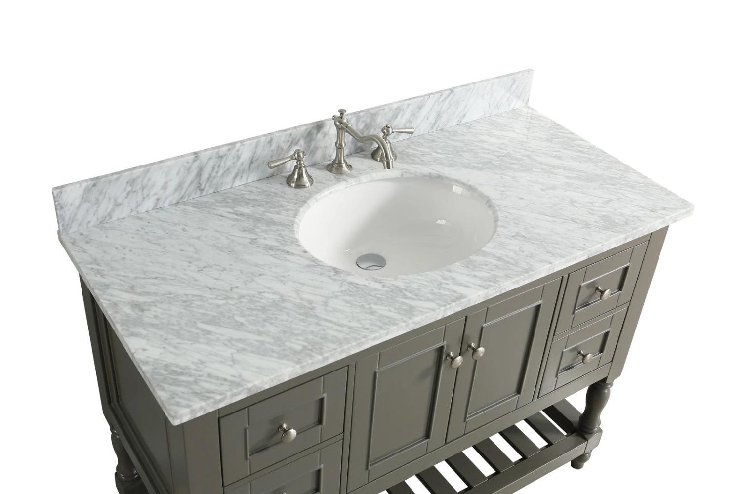 Www.urbanfurnishing.net All Bathroom Vanities Silvia 48" Vanity Set With White Italian Carrara Marble Top - Distressed Gray 7 Www.urbanfurnishing.net All Bathroom Vanities Silvia 48" Vanity Set With White Italian Carrara Marble Top - Distressed Gray