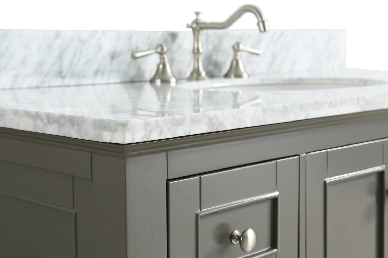 Www.urbanfurnishing.net All Bathroom Vanities Silvia 48" Vanity Set With White Italian Carrara Marble Top - Distressed Gray 8 Www.urbanfurnishing.net All Bathroom Vanities Silvia 48" Vanity Set With White Italian Carrara Marble Top - Distressed Gray